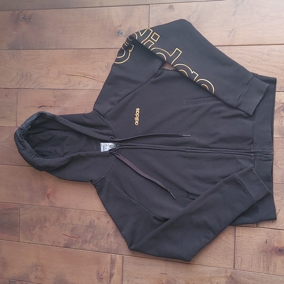 adidas Other - Adidas youth Girl zipper closure Sweater black/Gold size S (8-10)